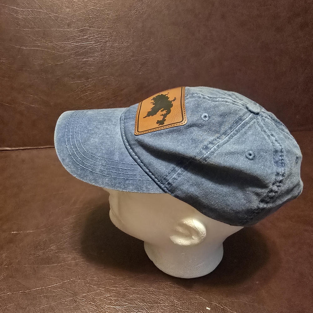 Blue Denim Cap With Brown Patch - image 3